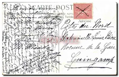 Bilhete postal antigo Fantasia Flores Aves — Verso