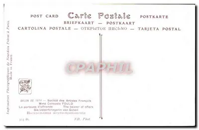 La portadora de ofrendas — Salón de 1914 — Imprentas Fotográficas Neurdein Hermanos — Reverso