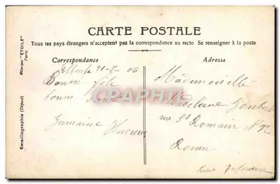 Madeleïne — Carte postale Art Nouveau com carimbo — Editora Étoile, Paris — Verso