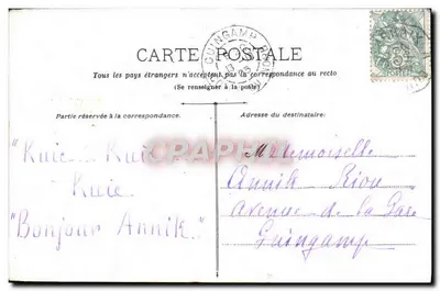 Ptaki w gnieździe — różyczki i liście — wydawca Guingamp, numer seryjny nie widoczny — Rewers