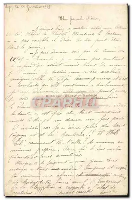 Para zakochanych — krajobraz rzeczny z chatką — L. Branger, Nantes — Rewers