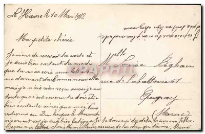 Paar im Innenraum — romantische Szene — A-N Paris, n° 1174 — Rückseite