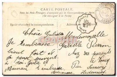 Bilhete postal antigo Fantasia Flores Fer de cavalo — Verso