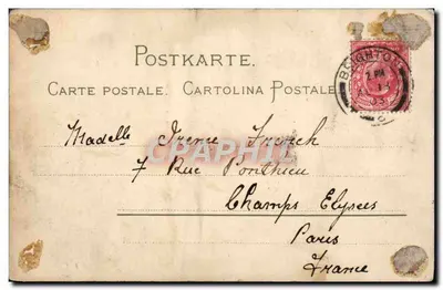 Trzy kotęta w wozie siana — Meissner & Buch, Leipzig 12, seria 1892 — wydawnictwo niemieckie — Rewers