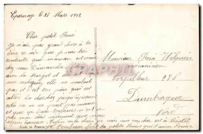 Retrato de um casal com rosas — editor Fournière, n° 1321 — Verso