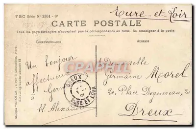Menina cercada de flores — Sanlouet, 19 de agosto de 1908 — VBC Série N° 3301 - 8° — Verso