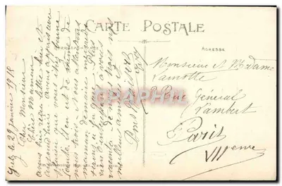 Lilás — carte postale com selos franceses — editor não identificado — Verso