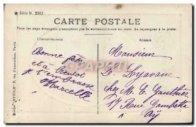 Menina com pássaro — Boa Festa — Marque Etoile, série N. 2503 — Verso