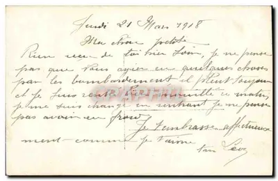 Kwiaty w wazie — róża i mlecz — kartka pocztowa datowana 21 marca 1918 — Rewers