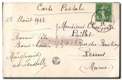 Féérie Fête — Dziecko w płaszczu bordeaux trzymające różę — wydawca Van Noyer n°2982 — Rewers