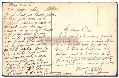 Arranjo de flores azuis — Aniversário — Carta postal francesa — Verso