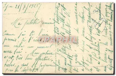 Kobieta patrząca na ptaki przez okno — Lyon, 21/7/1925 — wydawca nieznany — Rewers