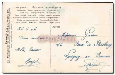Mulher com pomba — fotografia colorida — Oramotypie & Co. A.G. Berlin, n° 1904 — Verso