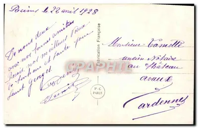 Młoda kobieta z hyacyntrami — Szczęśliwego Dnia — PC Paris 1378 — Rewers