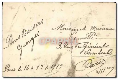 Carnição — carta postal com texto impresso e selo de 5c azul — editor C. Quenetiot — Verso