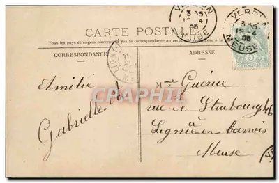 Jovem mulher sorridente — cartão postal decorado com videira — editado em Paris, n° 3 094 — Verso