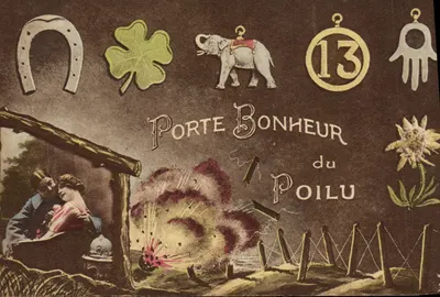 Porta do Bonheur do Poilu — símbolos de sorte — editor A. H. Katz, Rueil