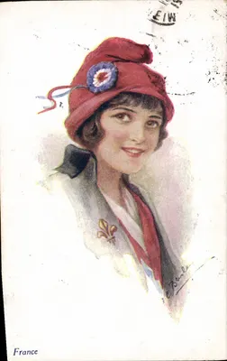 Jovem mulher com chapéu vermelho — França — Vivian Mansell & Co.