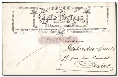 Menina em vestido florido e chapéu com fita — buquê de rosas — editor Carte Postale, n° 3355 — Verso