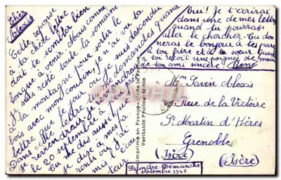 Róże fioletowe — krajobraz rzeczny z domem — wydawca ABC n°3220 — Rewers