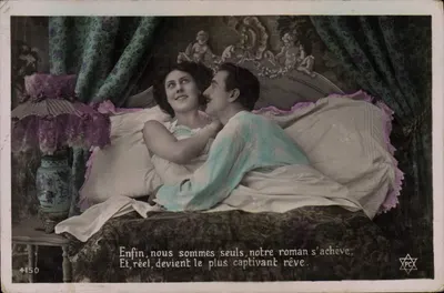 Casal amoroso em uma cama — texto poético — PCX n°4150