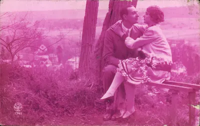 Couple amoureux — scène de jardin — éditeur R.A.S. NOJER n° 1741