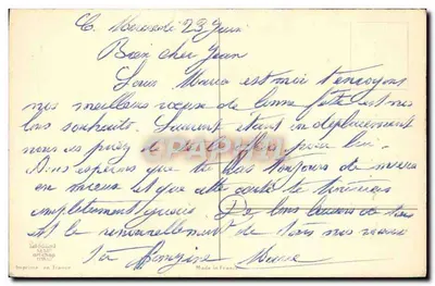 Bukiet orchidei — Szczęśliwego Dnia — Drukarnia ANIC, Francja — Rewers
