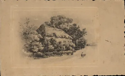 Casa com telhado de colmo — paisagem rural