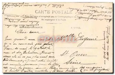 Criança vestindo traje — foto estúdio Feld — selo de 10c vermelho República Francesa — Verso