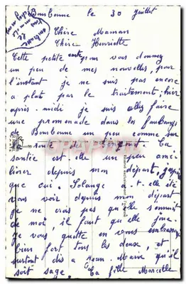 Um Beijo de Bouzbonne-les-Bains — cartão postal decorado com rosas — editor não visível — Verso