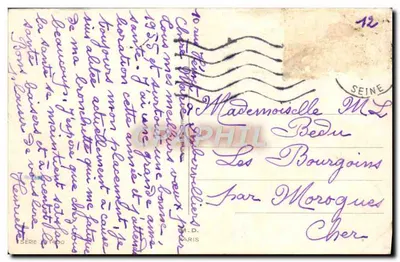 Vila nevada — Rosas e violetas — Série 1400, Paris — Verso
