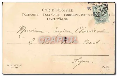 Młoda kobieta w kapeluszu zdobionym — ilustracja — M.M. Vienne, Nr. 100 — Rewers