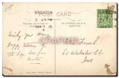 Bilhete postal antigo Fantasia Flores — Verso
