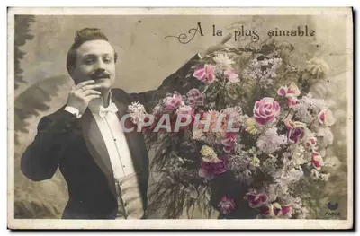 Homem em traje de festa — buquê de flores — Paris, editor Paris