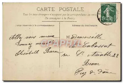 Jovem mulher com rosa — Souvenir — Phébus, n° 3099 — Verso