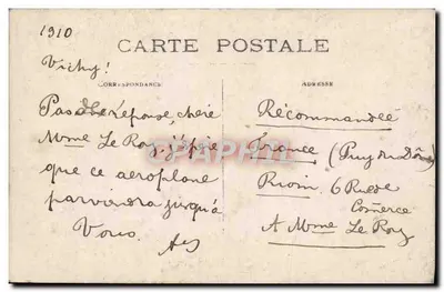 Mulher ao volante de um avião — n°22 — carta postal de 1910 — Verso