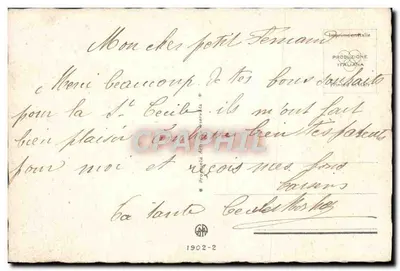Criança e cachorro em um barco sob a chuva — Produção italiana — n° 1902-2 — Verso