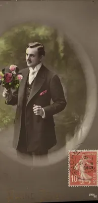 Jovem homem em traje de festa — Boa Dia — editor desconhecido, n° de série 3749/50