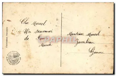 Mujer que sostiene una bandera francesa y un ramo de flores — DIX 144/3 — Editor DIX — Reverso