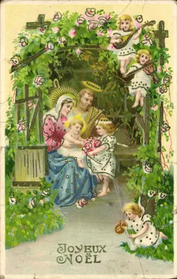Bilhete postal antigo Fantasia Natal Anjos