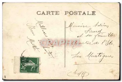 Bilhete postal antigo Fantasia Crianças Coração — Verso