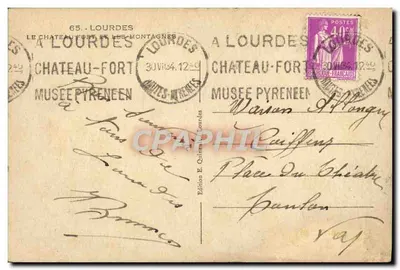 Zamek w Lourdes — Muzeum Pyrenajska — Wydawnictwo Lourdes, n°65 — Rewers