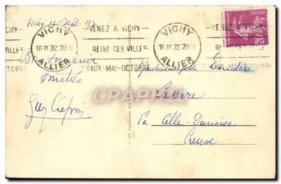Vichy — brzegi Allier — wydawca anonimowy, nr 142 — Rewers