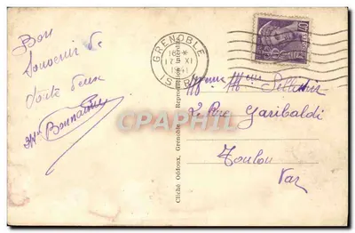Grenoble — Wzgórze teleferyczne i Alpy — Cliché Oddoux, Grenoble — Rewers