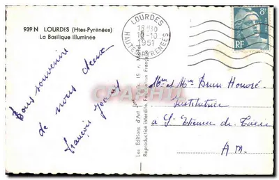 De verlichte basiliek — Lourdes (Hoog-Ardenne) — Les Editions d'Art, n° 939 N — Achterkant