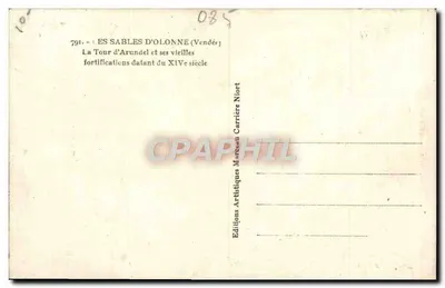 Les Sables-d'Olonne — Wieża Arundel i jej fortyfikacje z XIV wieku — Éditions Artisques Marceau Carrière Niort — Rewers