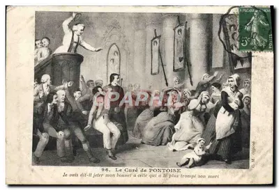 Bilhete postal antigo O Curato de Pontoise