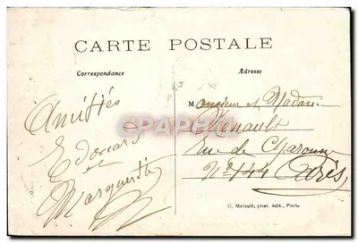 Bilhete postal antigo O Curato de Pontoise — Verso