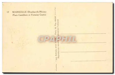 Place Castellane e Fontaine Cantini — Marselha (Bouches-du-Rhône) — Éditions d'Art Yvonn — Verso