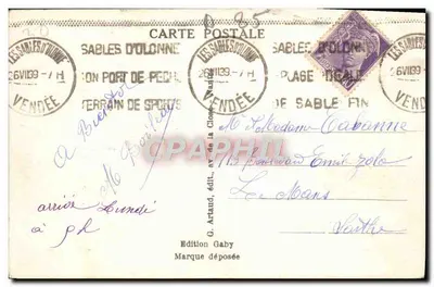 LES SABLES-D'OLONNE (Vendée) — Le Remblai et la Plage — Wydawnictwo Gaby — Rewers